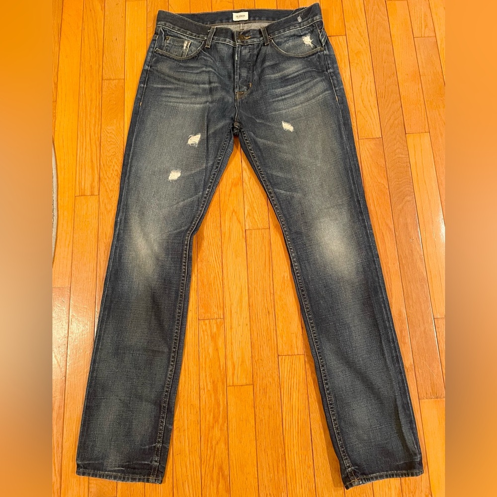 Hudson Jeans Men Sartor Slouchy Skinny Distressed Sz 33- EUC